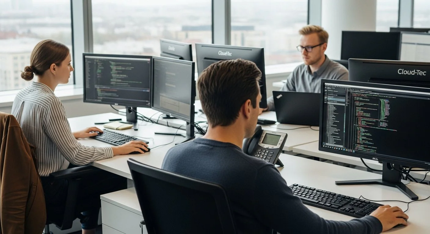 Professioneel IT-team van Cloud-Tec werkt samen aan oplossingen